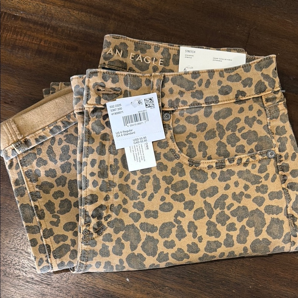 American Eagle Outfitters Leopard Print Skinny Jeans - Tan & Brown